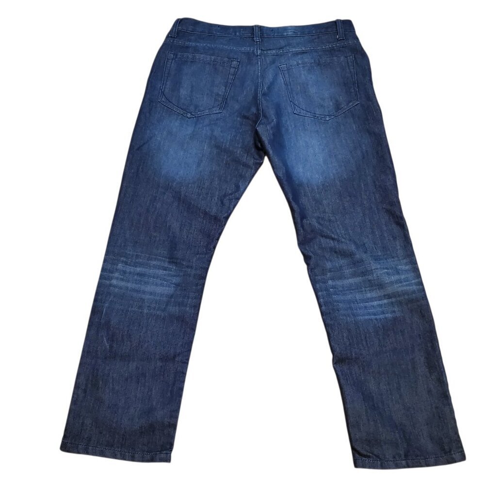 PD&C Mens Distressed Blue Jeans Slim Straight Dark Wash 5-Pocket - Picture 10 of 11